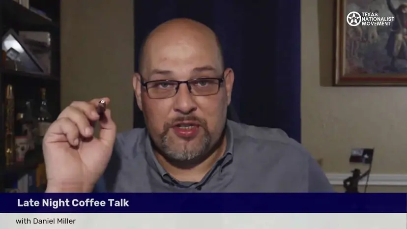 Daniel Miller speaks on a Late Night Coffee Talk livestream, identified by an on-screen caption.