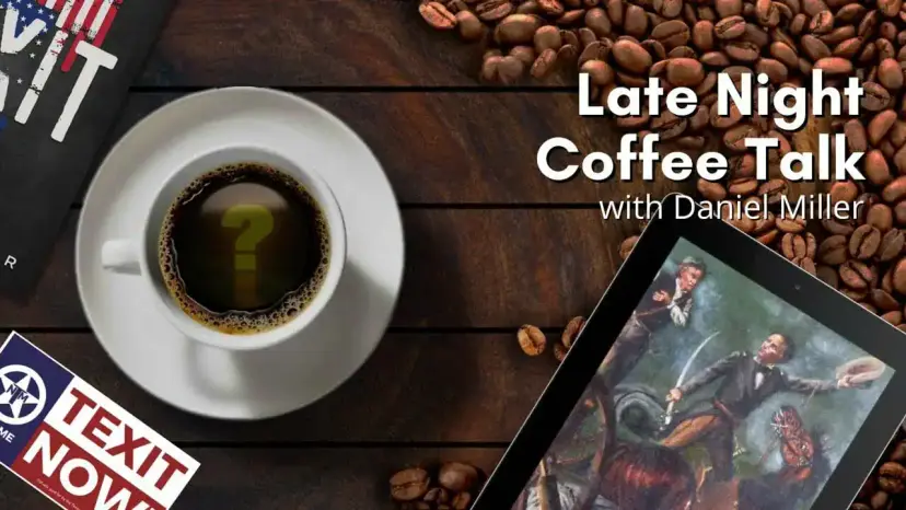 Late Night Coffee Talk with Daniel Miller: a question mark in a cup, a painting on a tablet