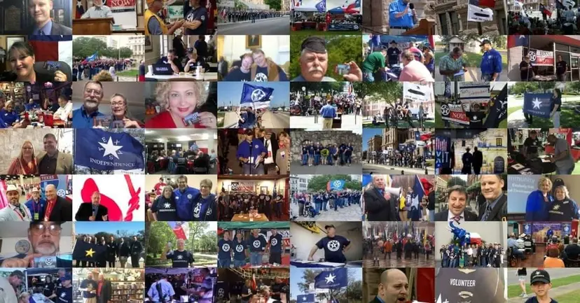A mosaic of dozens of photos showing TNM supporters, volunteers, rallies, and blue independence flags.