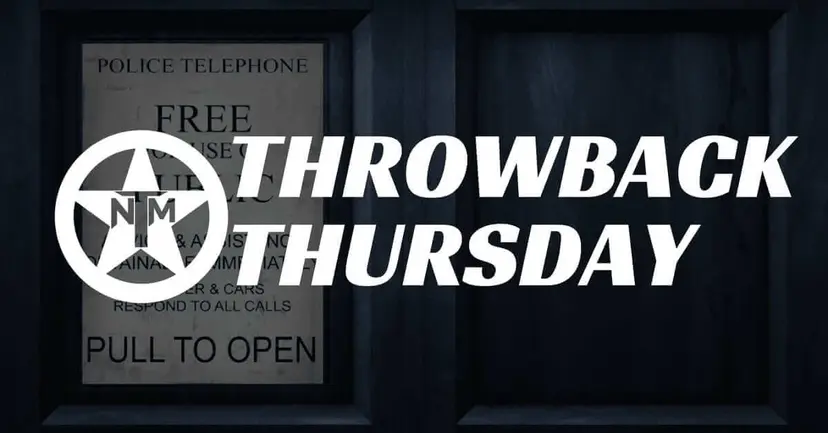 TNM star logo with the words "Throwback Thursday" over a dark police telephone box door.