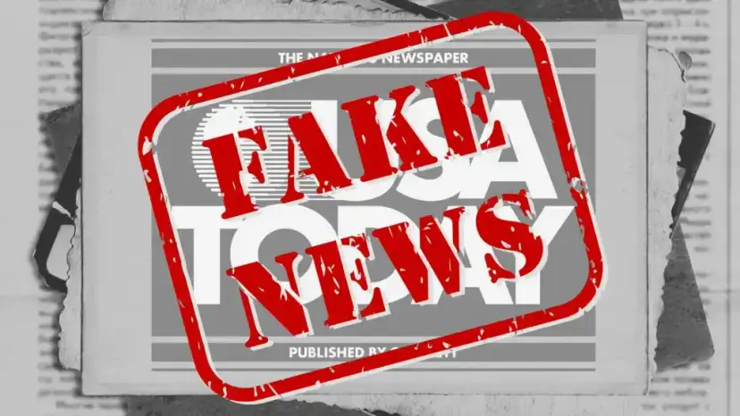 USA Today newspaper front page stamped 'Fake News' in red