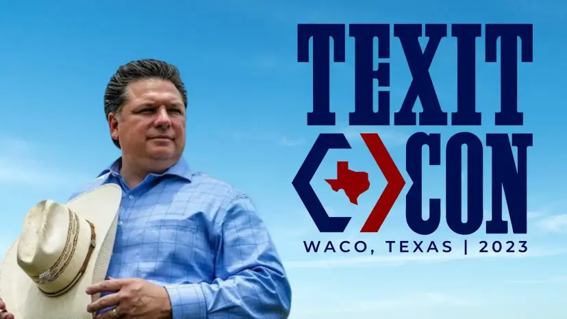 Weston Martinez holding a straw cowboy hat beside the TEXITCON logo reading 'Waco, Texas 2023.'