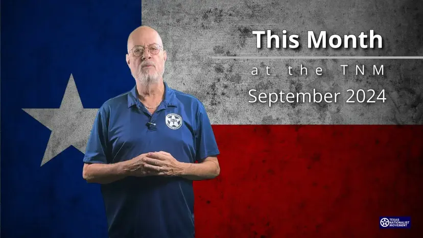 A bearded man in a TNM polo before a Texas flag backdrop, titled 'This Month at the TNM, September 2024.'