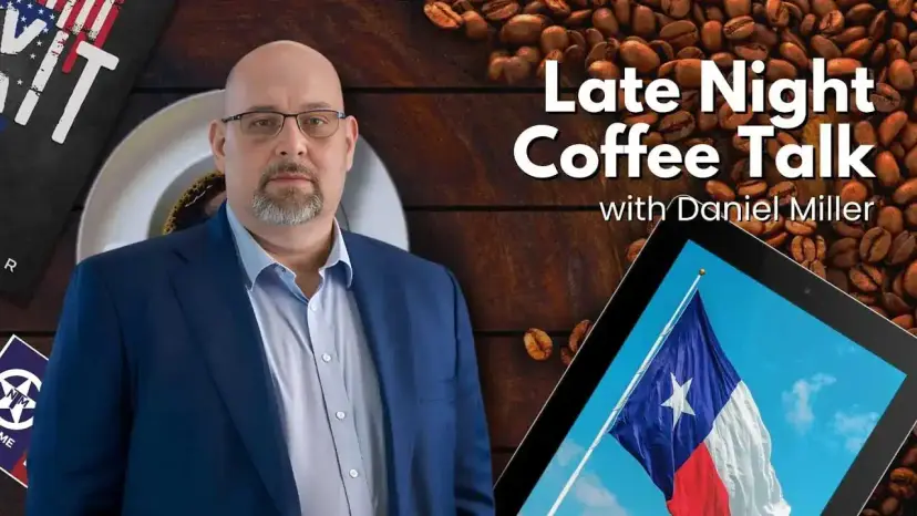 Daniel Miller in a blue blazer beside text reading 'Late Night Coffee Talk with Daniel Miller.'