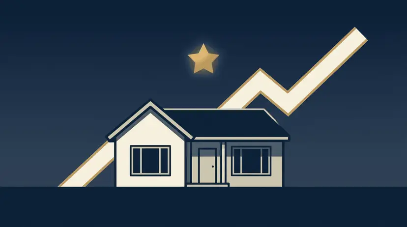 A single Lone Star over a Texas home as a cost line climbs in the night sky.