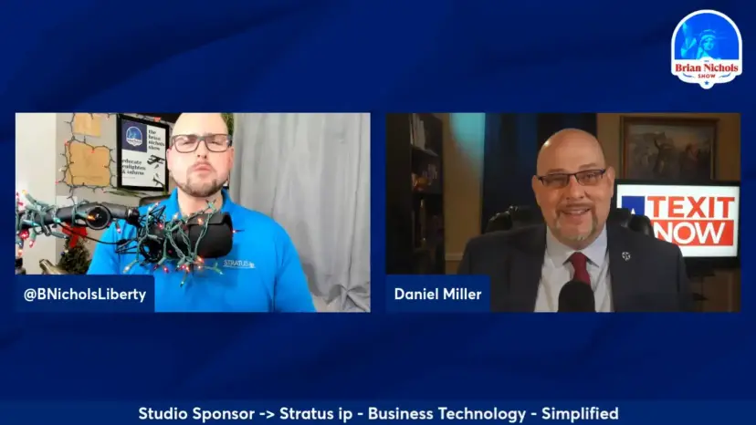 Daniel Miller on a split-screen video call with host Brian Nichols on The Brian Nichols Show.