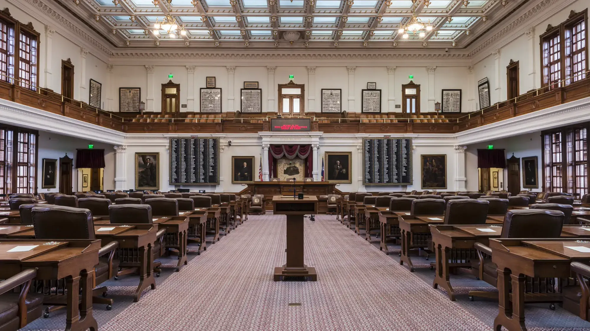 The Texas House of Representatives chamber in the Capitol in Austin