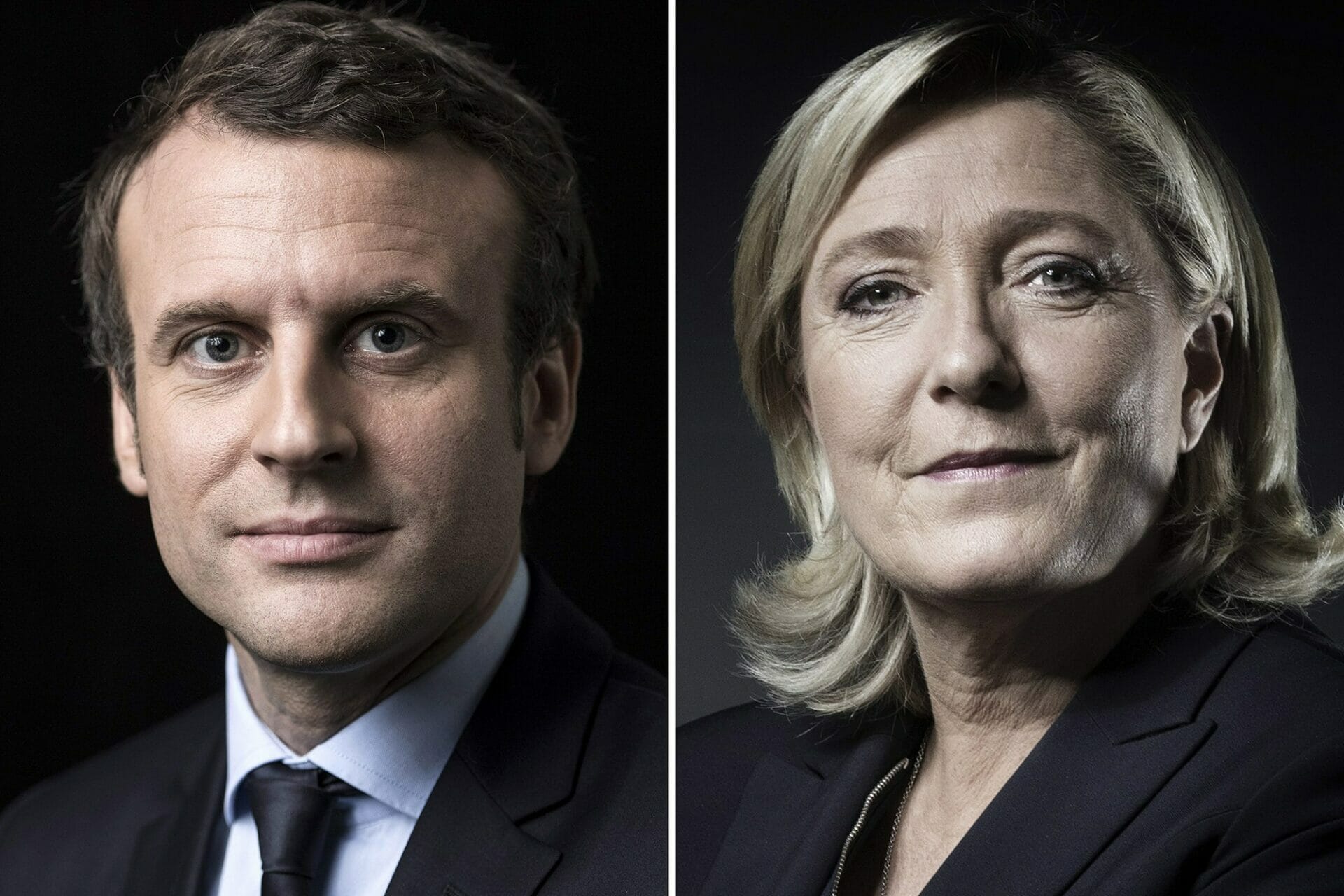 French presidential election candidates Emmanuel Macron and Marine Le Pen.
